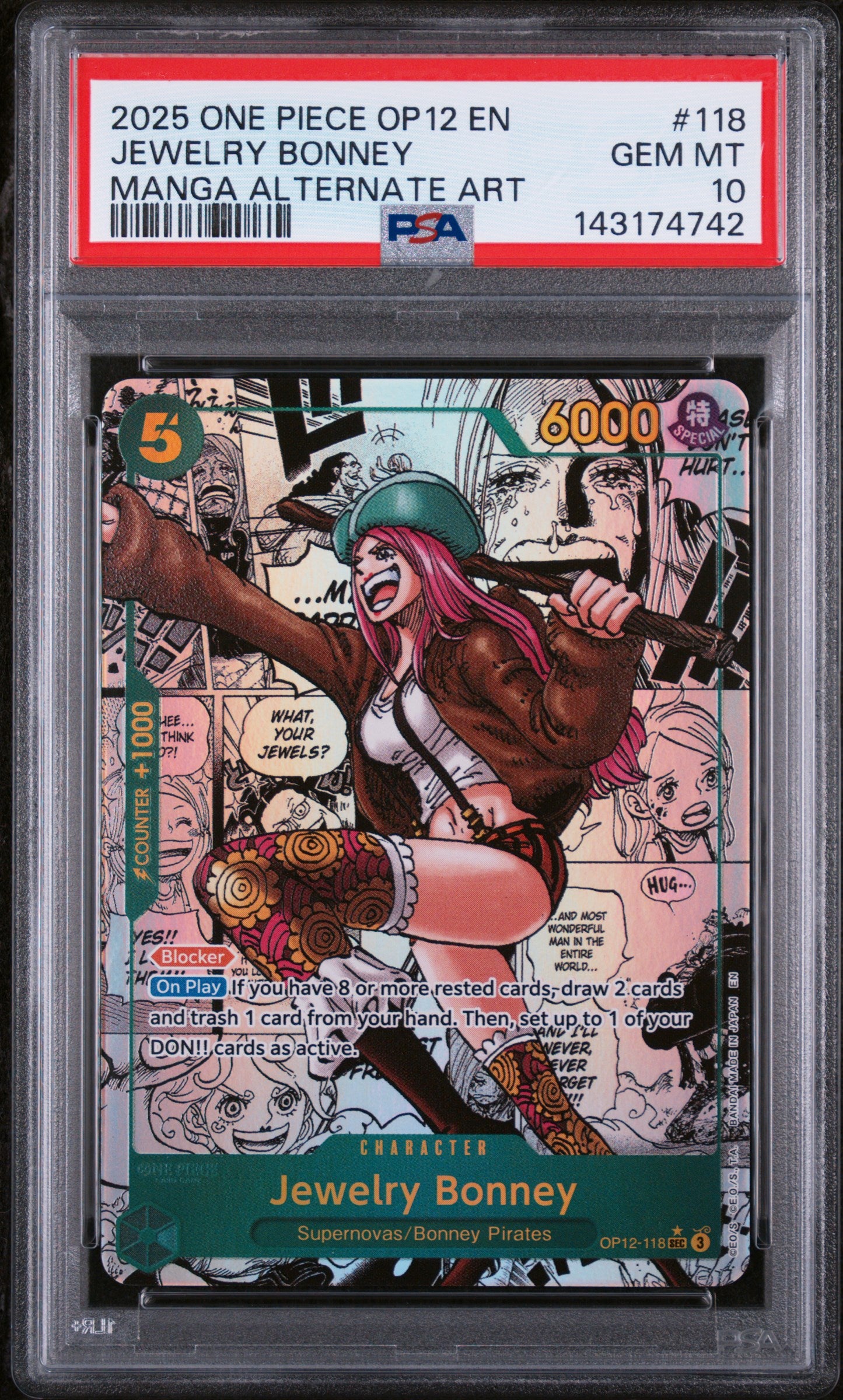 2025 ONE PIECE OP12-LEGACY OF THE MASTER #118 JEWELRY BONNEY MANGA ALTERNATE ART
