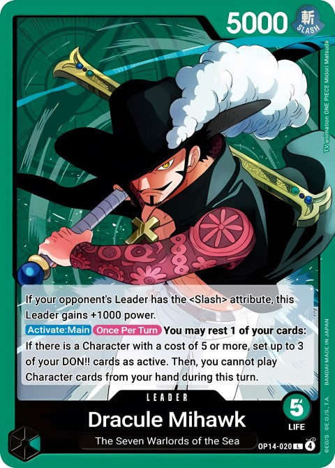 Dracule Mihawk - OP14-020 - The Azure Sea's Seven (OP14)